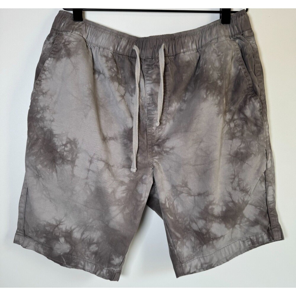 Katin Mens Tie‎ Dye Elastic Waist Shorts Medium Gray Cotton Blend Casual Surf